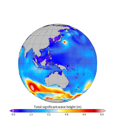 全球波浪推算(コンター:波高)