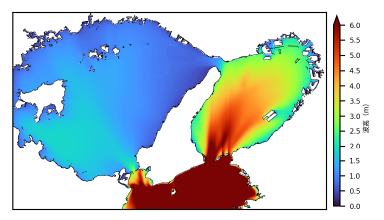 大阪湾周辺の波浪推算(コンター:波高)