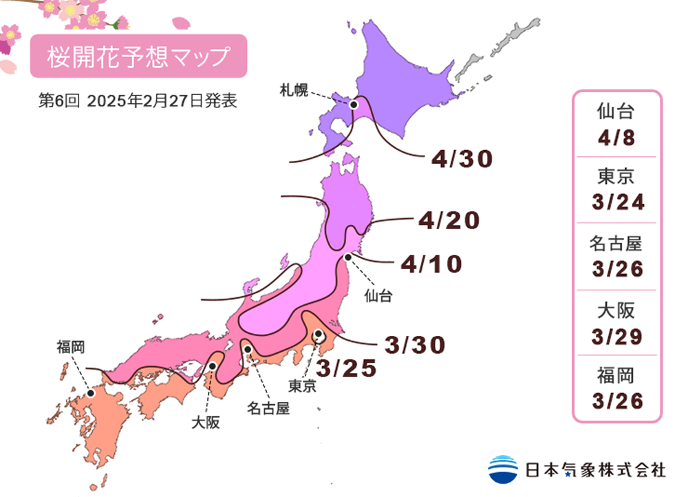 2025年第6回桜開花予想マップ