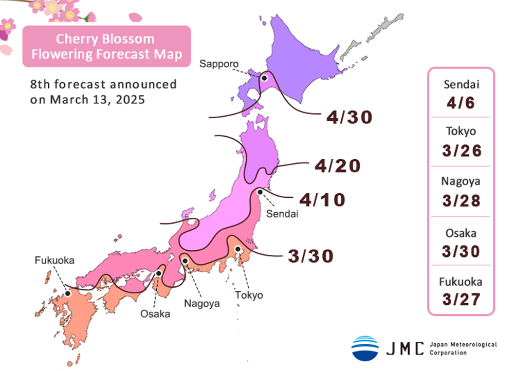 Cherry Blossom Flowering Forecast Map