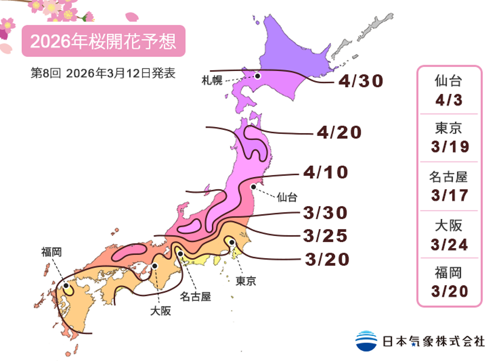 2026年第8回桜開花予想マップ