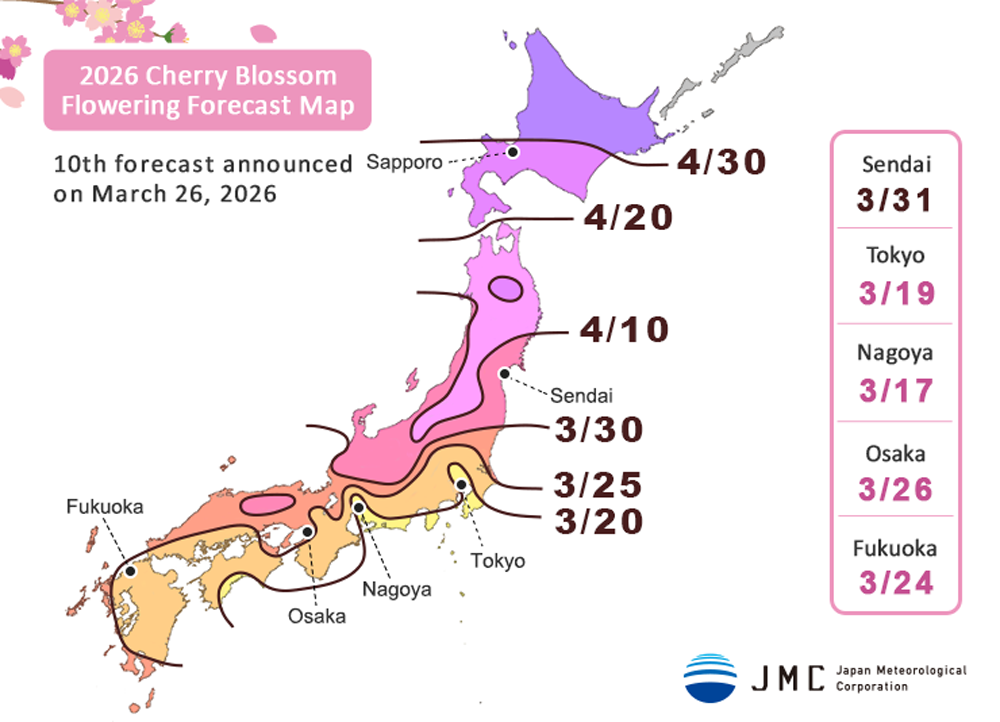 Cherry Blossom Flowering Forecast Map